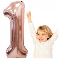 balon foliowy cyfra 1 różowe złoto urodzinowa dekoracja impreza 75cm ozdoba