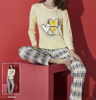 Damska piżama długa z bawełny bawełniana długi rękaw długie spodnie XL