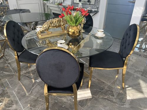 Stół okrągły Nordic złoty z szybą przeźroczystą 120x75 na Arena.pl