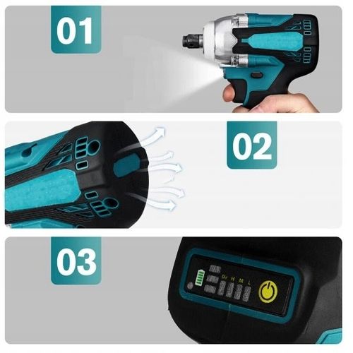 AKUMULATOROWY KLUCZ UDAROWY BEZSZCZOTKOWY 650Nm 1280W + 3x BATERIA 18V na Arena.pl