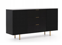 Komoda Ryflowana 2D3SZ 150 cm Czerń NUMI GB – 2 Kolory