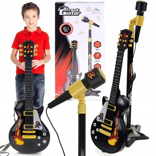 Gitara DLA DZIECI Elektryczna Na Baterie + Mikrofon Na Statywie + 6 melodii na Arena.pl