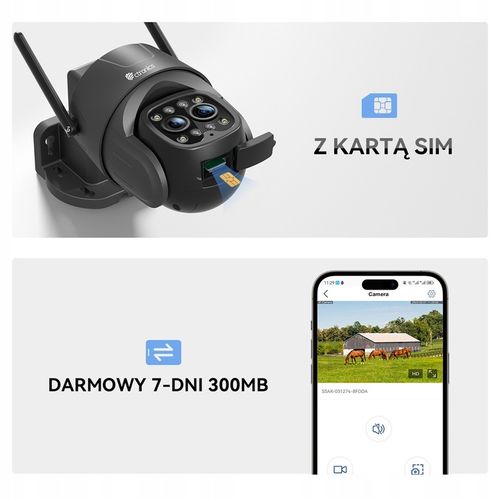 KAMERA ZEWNĘTRZNA IP Z KARTĄ SIM 3G 4G LTE GSM PTZ PODWÓJNY OBIEKTYW 6×ZOOM na Arena.pl