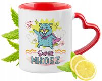 Kubek Czerwony Z Uszkiem W Kształcie Serca Dla Miłosza Na Prezent