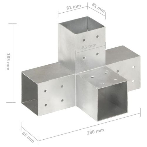 Łączniki w kształcie X, 4 szt., galwanizowany metal, 81x81 mm na Arena.pl