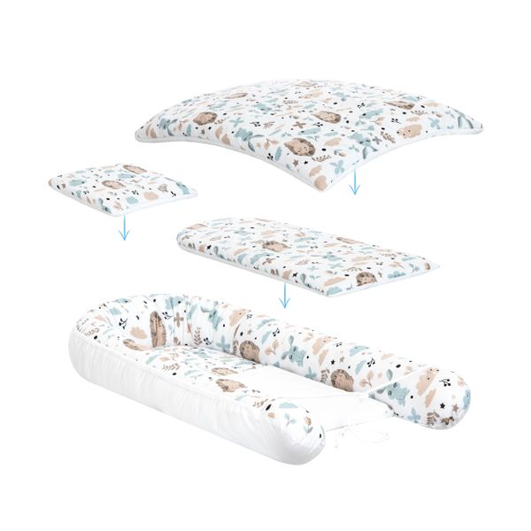 KOKON DLA NIEMOWLĄT BAWEŁNIANY ZESTAW 4 ELEMNTY JEŻ zdjęcie 15