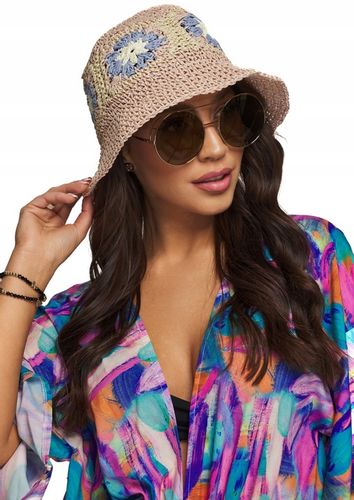 KAPELUSZ SŁOMKOWY EKO SŁOMKA bucket hat w kwiaty na Arena.pl