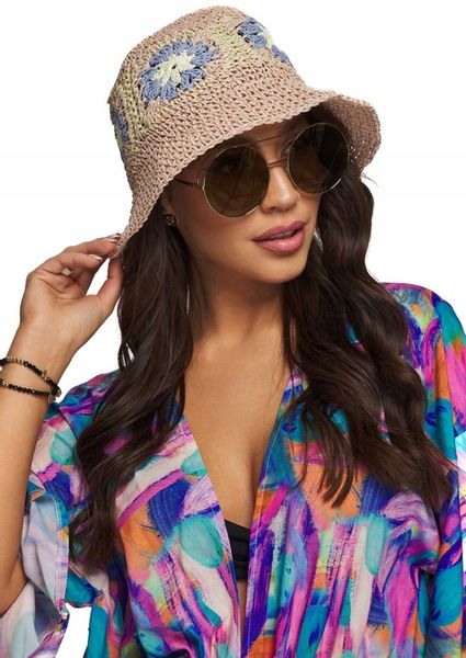 KAPELUSZ SŁOMKOWY EKO SŁOMKA bucket hat w kwiaty zdjęcie 2