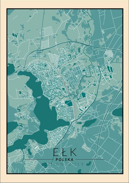 Ełk mapa vintage - plakat 60x80 cm zdjęcie 1
