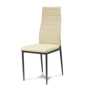 Krzesło nowoczesne ze skóry ekologicznej na metalowych szarych nogach do salonu kuchni kremowe 704B GT