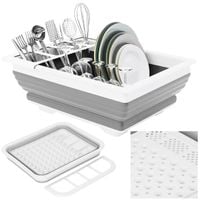 Suszarka silikonowa do naczyń i sztućców składana ociekacz szaro-biały