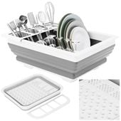 Suszarka silikonowa do naczyń i sztućców składana ociekacz szaro-biały