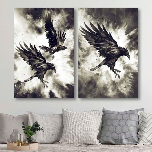 Obraz na płótnie - Canvas, Pikujące kruki 50x70 na Arena.pl