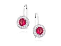 Eleganckie rodowane srebrne kolczyki z rubinową cyrkonią srebro 925 Z1348D_P