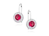 Eleganckie rodowane srebrne kolczyki z rubinową cyrkonią srebro 925 Z1348D_P