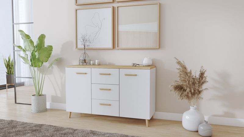 Komoda Malmo dąb artisan/biały zdjęcie 3