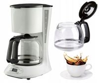 EKSPRES DO KAWY PRZELEWOWY KOMPAKTOWY QUIGG BIAŁY 1,5L 900W + TIMER