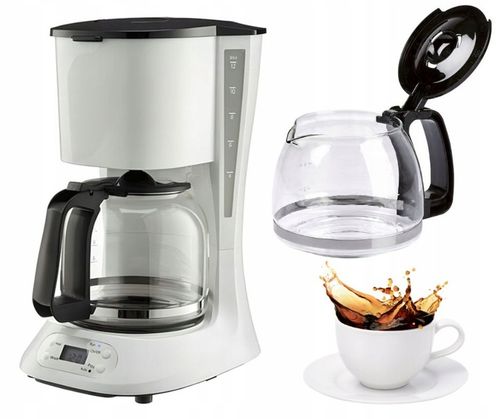 EKSPRES DO KAWY PRZELEWOWY KOMPAKTOWY QUIGG BIAŁY 1,5L 900W + TIMER na Arena.pl