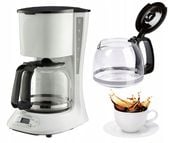 EKSPRES DO KAWY PRZELEWOWY KOMPAKTOWY QUIGG BIAŁY 1,5L 900W + TIMER