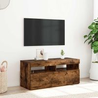 Szafka pod TV z oświetleniem LED, przydymiony dąb, 90x35x40 cm