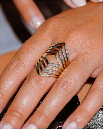 Pierścionek damski REGULOWANY szeroki geometryczny na Arena.pl