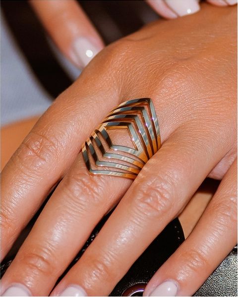 Pierścionek damski REGULOWANY szeroki geometryczny zdjęcie 6