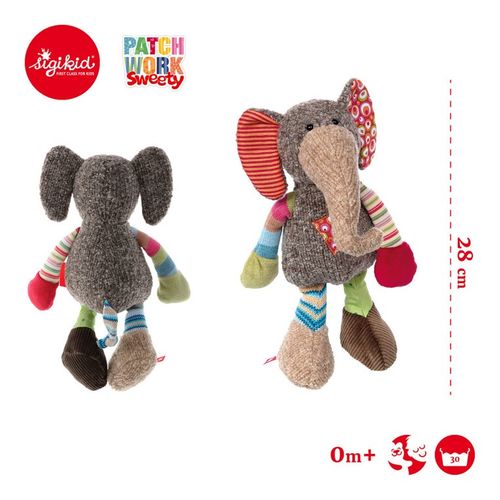 SIGIKID Szaro-beżowy słoń 28 cm Patchwork Sweety na Arena.pl