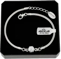 SREBRNA BRANSOLETKA DAMSKA CYRKONIA NA RĘKĘ REGULOWANA DLA NIEJ + GRAWER