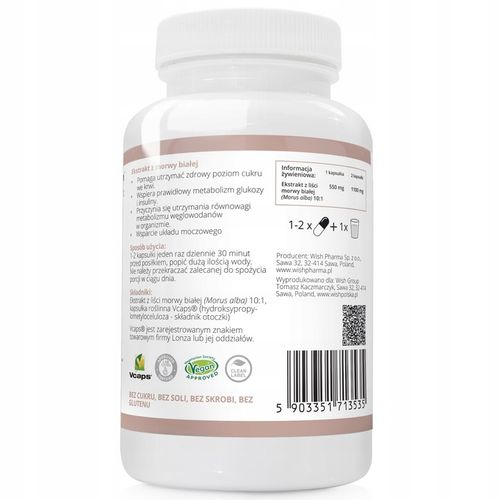 MORWA BIAŁA ekstrakt Z MORWY 550mg wsparcie: POZIOM CUKRU CUKRZYCA 90k WISH na Arena.pl