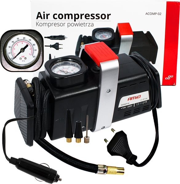 KOMPRESOR SAMOCHODOWY SPRĘŻARKA POMPKA 12V + 220V zdjęcie 7