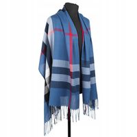 SZAL DAMSKI CHUSTA DUŻY Niebieski KRATA ANGIELSKA