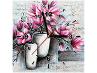 30X30CM ZEGAR MAGNOLIE WAZONACH OBRAZ DREWNO