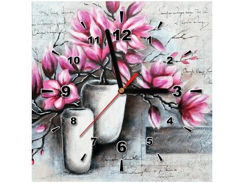 30X30CM ZEGAR MAGNOLIE WAZONACH OBRAZ DREWNO na Arena.pl