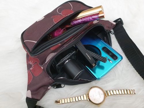 NERKA saszetka biodrówka damska brązowa N006 kwiaty na Arena.pl