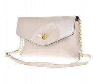 Laura Biaggi - torebka wizytowa kopertowa pszczoła jasny beż lakier JS152