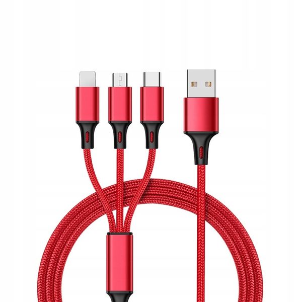 KABEL ŁADOWARKA 3w1 MICRO TYP-C do IPHONE USB-C 5A zdjęcie 1