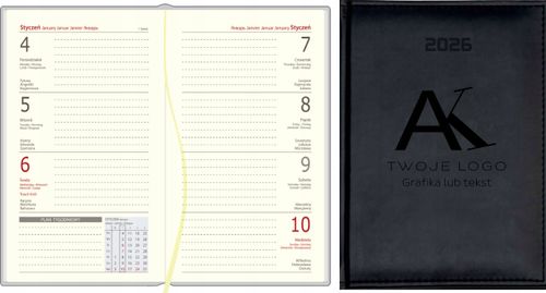 KALENDARZ tyg. PLANER A6 2026 GRAWEREM TWOJE LOGO NAPIS GRAFIKA 50 SZTUK na Arena.pl