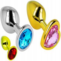 3 x KORKI ANALNE Z KRYSZTAŁEM STAL ALUMINIM REWELACYJNY ZESTAW FANTAZYJNY