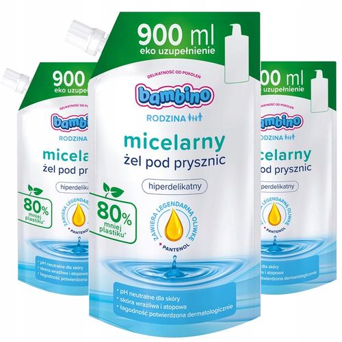 Bambino Rodzina Żel pod Prysznic Micelarny Refill 900ml Zapas x3 na Arena.pl
