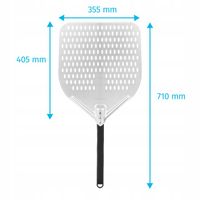Łopata do pieca do pizzy 355x405 mm z rączką 350 mm z perforacją TECHNICA