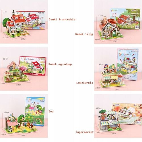 6x Miniaturowy domek 3D PUZZLE DIY ZABAWK dla dzieci Prezent na Arena.pl