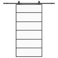 Drzwi przesuwne z zestawem okuć czarne 102x205 cm ESG szkło