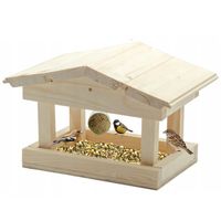 DUŻY KARMNIK DREWNIANY BUDKA NA KARMA KULE ZIARNO DLA DZIKICH PTAKÓW XL