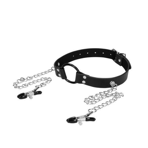 O-Ring Gag With Nipple Clamps zdjęcie 4