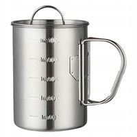 KUBEK METALOWY TURYSTYCZNY PRZENOŚNY Z KARABINCZYKIEM 500ml + POKRYWKĄ
