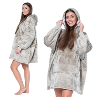 Bluza Koc Kocobluza 2w1 Oversize Ciepła z Kapturem Sherpa Szara XXL