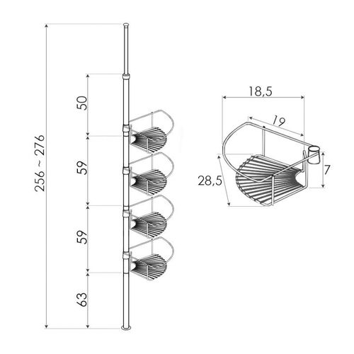 Regał teleskopowa półka łazienkowa XL czarna 4 poziomy - Yoka na Arena.pl
