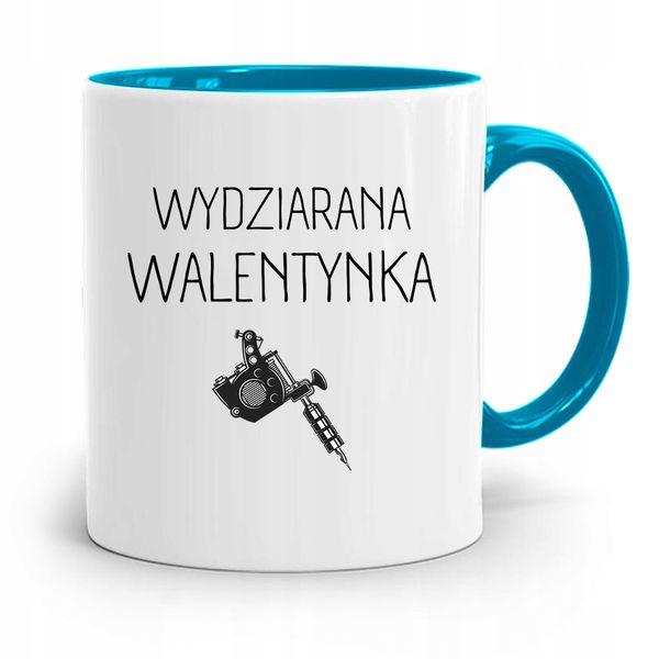 Kubek Błękitny Na Walentynki Wydziarana Walentynka Z Nadrukiem Ze Zdjęciem zdjęcie 1