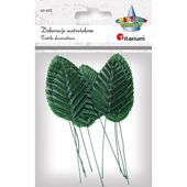 dekoracje materiałowe liście na druciku 10 szt titanum zielone ciemne