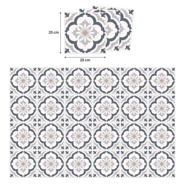 Naklejki Na Płytki Kafelki Pastelowe ORNAMENTY Mozaika Zestaw 24 szt. 20x20 zdjęcie 9